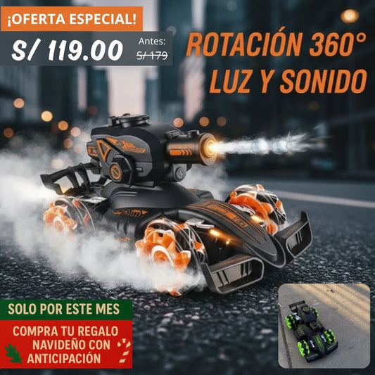 TANQUE A CONTROL REMOTO LANZA DARDOS HIDROGEL CON SPRAY 🧊💨